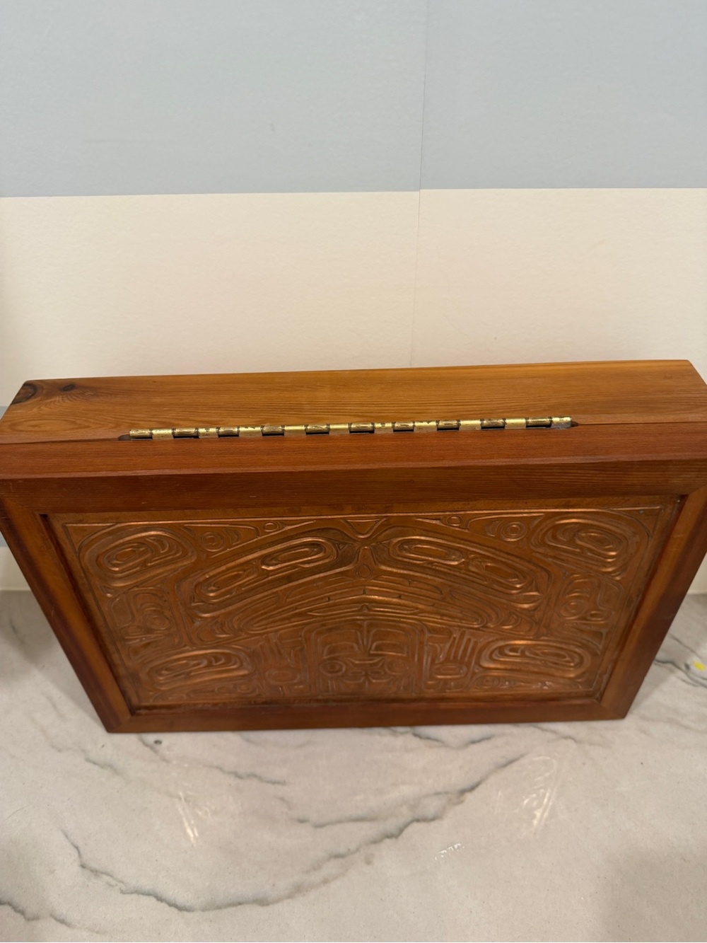 Large 1997 Joseph Paul Illg Copper Relief Art Panel Raven Whale Keepsake Box - Picture 10 of 15